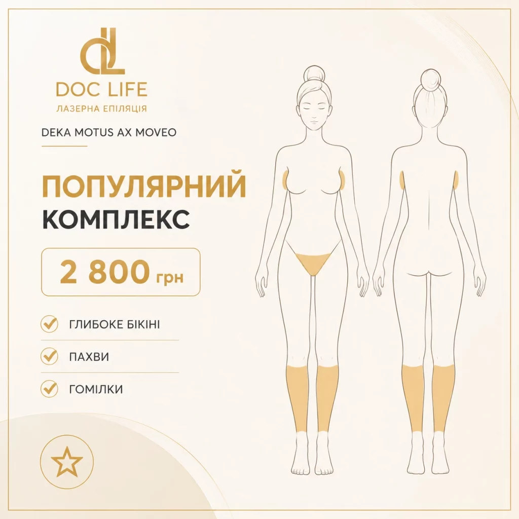 ПОПУЛЯРНІ КОМПЛЕКСИ лазерної епіляції Лазерна епіляція Мовео